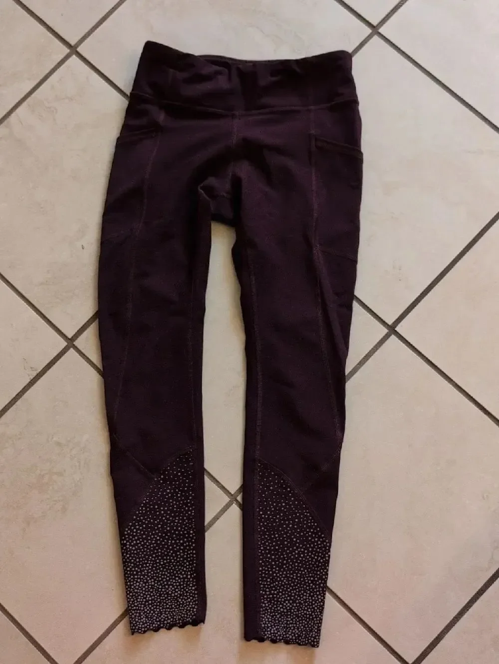 Lululemon Tight Stuff II Leggings Dark Adobe Plum Purple Reflective Size 4